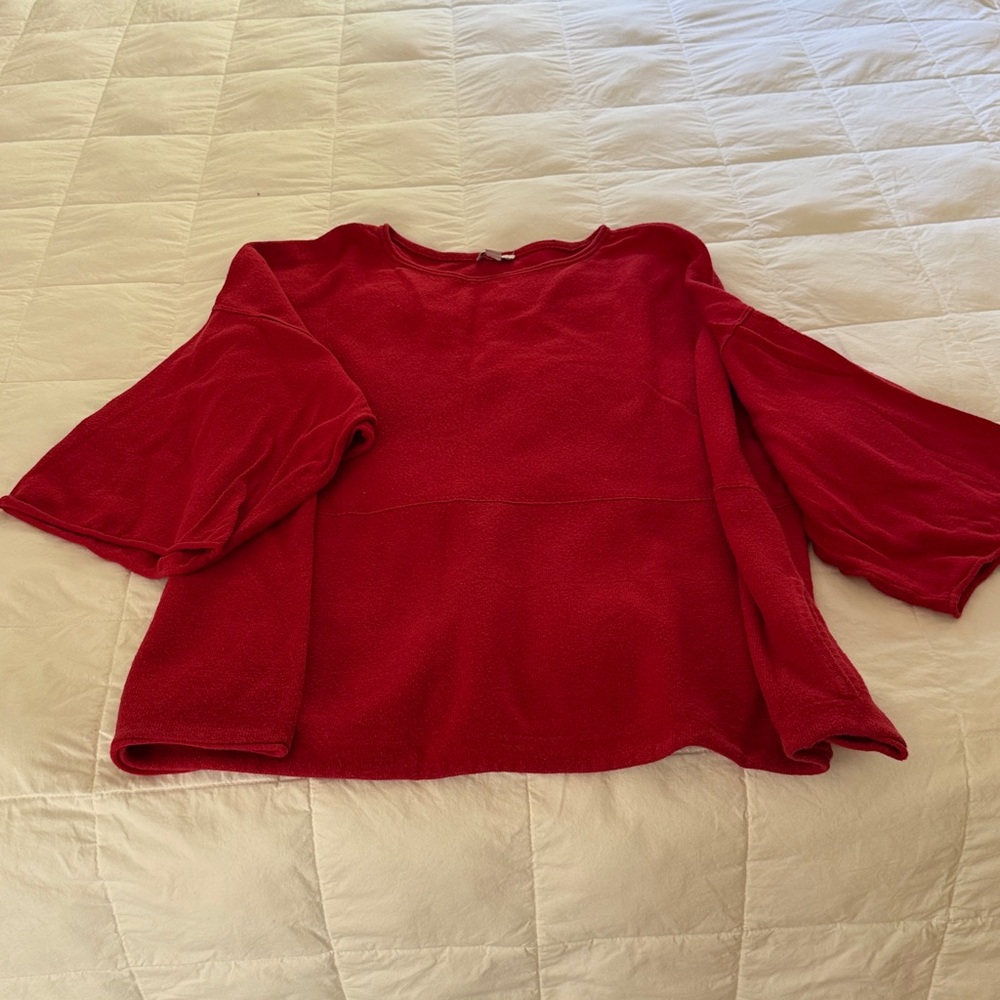 Pure Jill Red Long Sleeve kimono cotton/cashmere sweater
